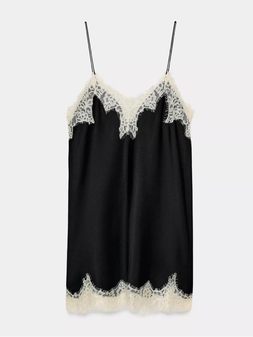 Zara Slip top with Ivory Lace Trim
